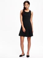 Old Navy Double Knit Fit & Flare Dress For Women - Blackjack