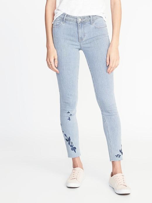 Old Navy Womens Mid-rise Rockstar Raw-edge Ankle Jeans For Women Jupiter Size 10