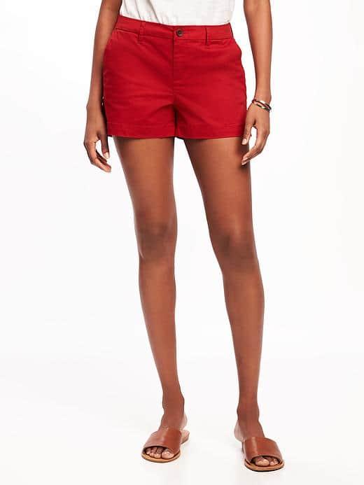 Old Navy Mid Rise Everyday Khaki Shorts For Women 3 1/2 - Saucy Red