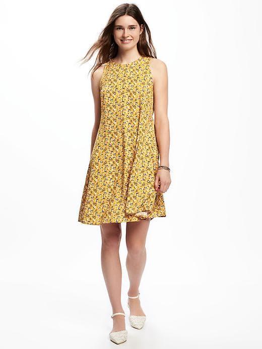 Old Navy Poplin Swing Dress For Women - Yellow Floral