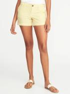 Old Navy Womens Mid-rise Everyday Seersucker Shorts For Women (3 1/2) Yellow Gingham Size 4