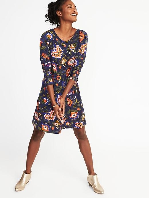 Old Navy Womens Jersey-knit Swing Dress For Women Multi Floral Size S