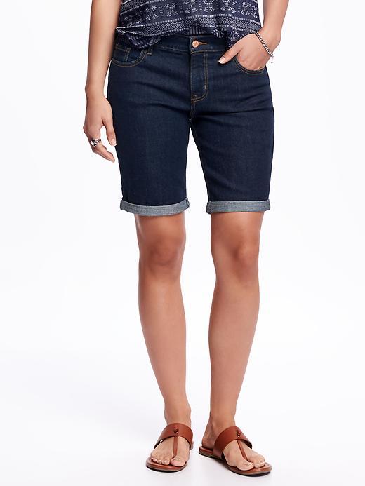 Old Navy Cuffed Denim Bermudas For Women - Rinse