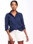 Old Navy Classic Button Front Shirt For Women - White