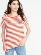 Old Navy Womens Everywear Striped Crew-neck Tee For Women Red Stripes Size Xxl