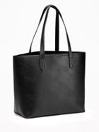 Old Navy Womens Classic Faux-leather Tote For Women Black Size One Size