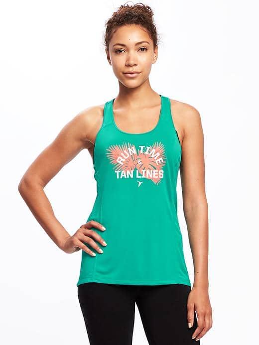 Old Navy Go Dry Graphic Racerback Run Tank For Women - Splashing Teal