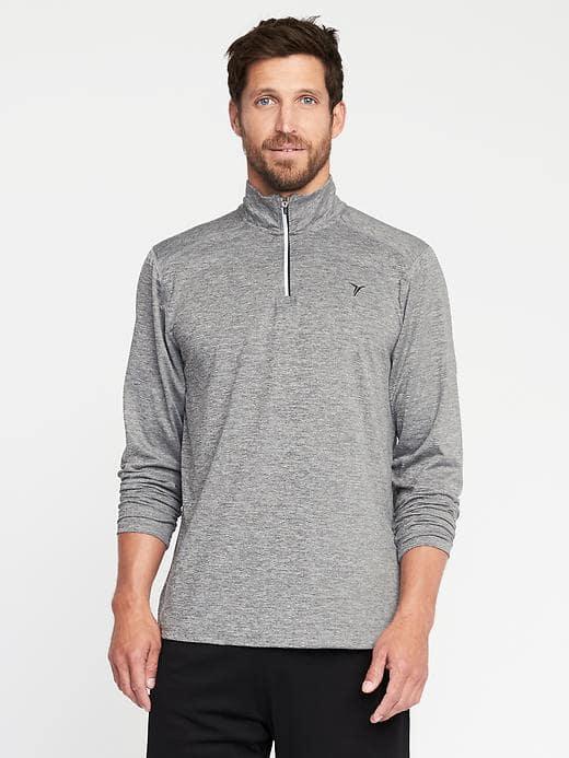 Old Navy Go Dry 1/4 Zip Stretch Pullover For Men - Chrome Gray