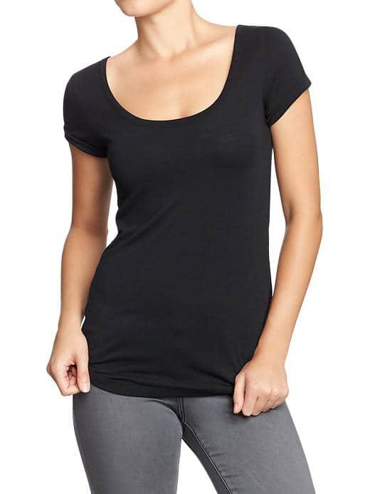 Old Navy Womens Slub Knit Crew Tees - Black