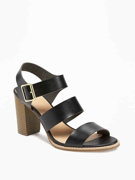 Old Navy Triple Strap Block Heel Sandals For Women - Blackjack