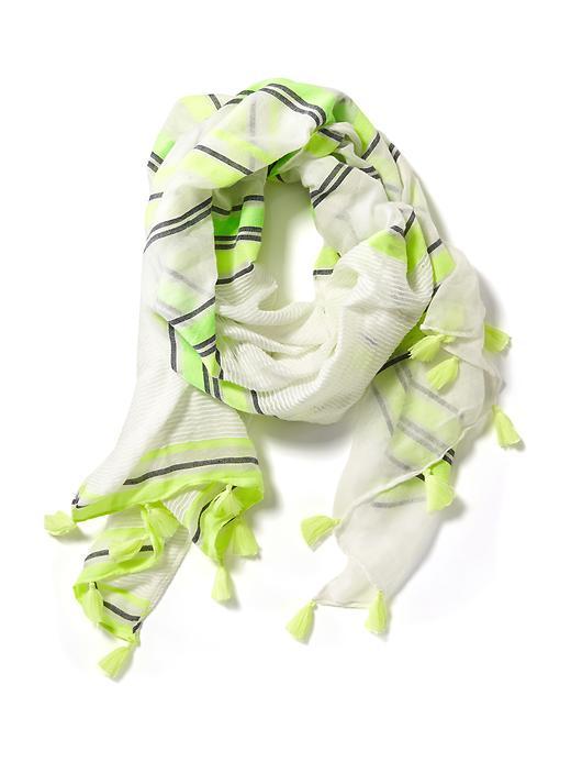 Old Navy Textured Tassel Scarf For Women - Cool Stripe