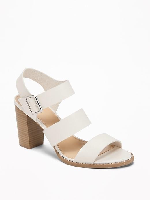 Old Navy Womens Three-strap Block-heel Sandals For Women Bone Size 10