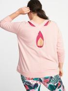 Old Navy Womens Relaxed Plus-size Keyhole-back Sweatshirt Bella Donna Pink Size 4x