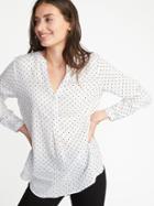 Old Navy Womens Lightweight Polka-dot Popover Shirt For Women Neutral Camel Size L