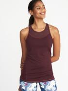 Old Navy Womens Fitted High-neck Mesh-trim Performance Tank For Women Sumptuous Purple Size L