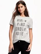 Old Navy Relaxed Graphic Crew Neck Tee For Women - Light Heather Gray