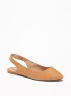 Faux-suede Slingback Flats For Women