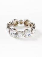 Old Navy Scalloped Crystal Stone Stretch Bracelet For Women - Silver