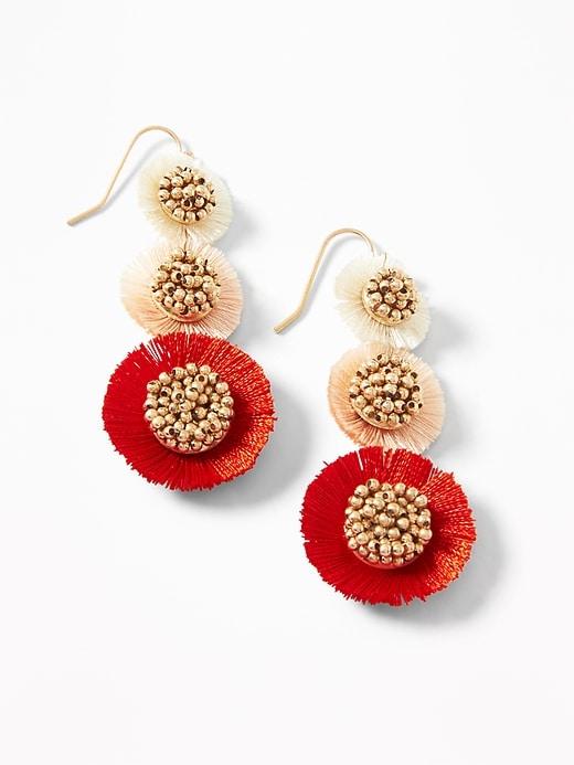 Tiered Tassel Flower Drop Earrings For Women