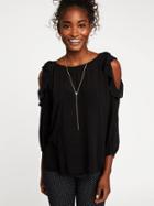 Old Navy Ruffled Cold Shoulder Blouse For Women - Blackjack