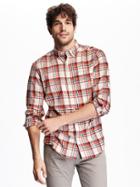 Old Navy Slim Fit Plaid Flannel Shirt Size Xxl Big - White