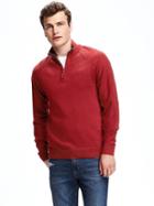 Old Navy Mock Neck 1/4 Zip Pullover For Men - Heather Red