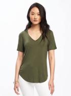 Old Navy Luxe Curved Hem V Neck Tee For Women - Hunter Pines