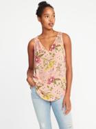 Old Navy Womens Sleeveless Lightweight Cutout-back Top For Women Pink Floral Size L