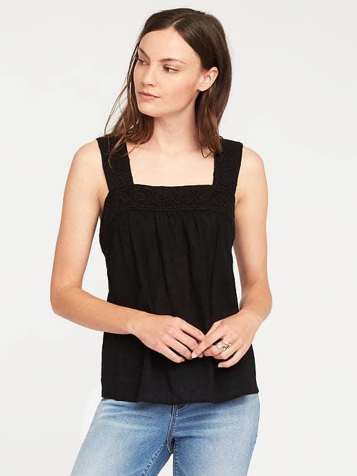 Old Navy Crochet Yoke Swing Tank For Women - Blackjack