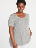 Old Navy Womens Plush-knit Plus-size Luxe V-neck Tee Black Size 1x