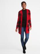 Old Navy Womens Plaid Open-front Sweater For Women Red Size M