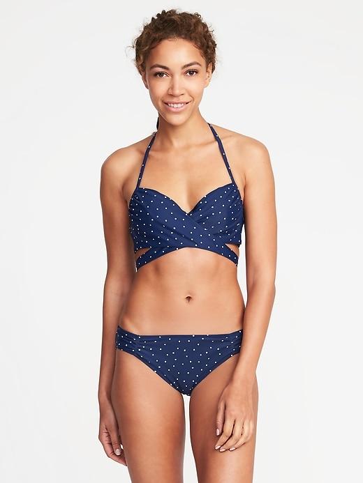 Old Navy Womens Underwire Halter Swim Top For Women Navy Dots Size M