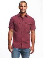 Old Navy Regular Fit Utility Pocket Shirt For Men - Gosh Garnet
