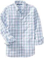 Old Navy Mens Everyday Classic Slim Fit Shirts - Barbados Blue Tattersa