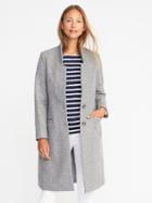 Old Navy Long Wool Blend Coat For Women - Light Gray Heather