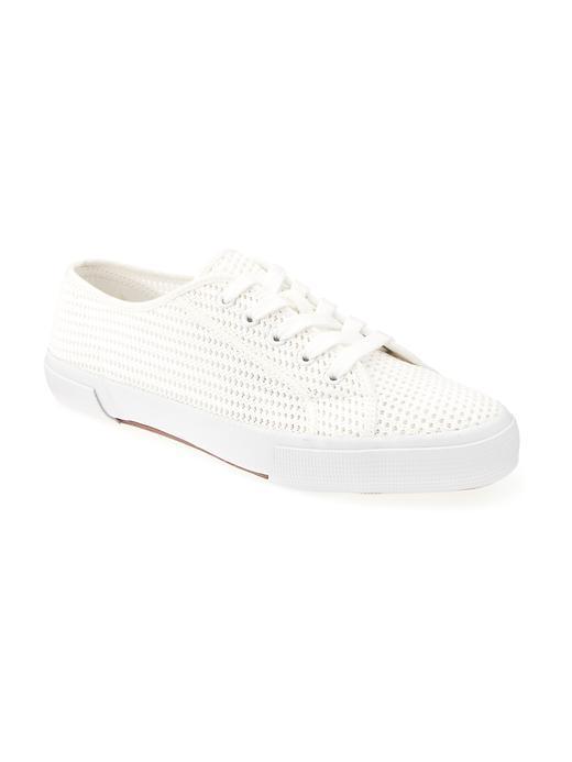 Old Navy Textured Lace Up Sneakers - Warm White
