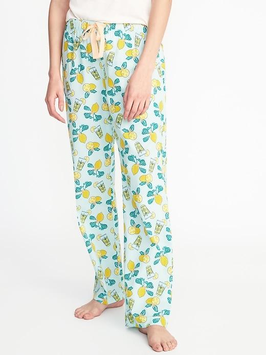 Old Navy Womens Patterned Poplin Sleep Pants For Women Lemons Size S