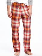 Old Navy Plaid Flannel Sleep Pants For Men - Orange Plaid