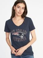 Old Navy Womens Nfl Team Graphic V-neck Tee For Women Patriots Size L