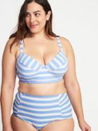 Old Navy Womens Plus-size Long-line Swim Top Blue Stripe Size 1x