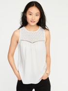 Old Navy Womens Sleeveless Lace-yoke Top For Women Catch My Drift Size M