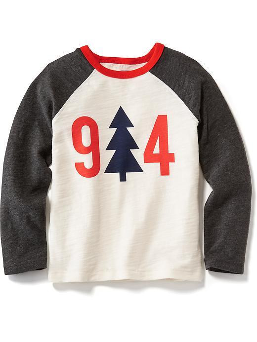 Old Navy Long Sleeve Raglan Graphic Tee Size 12-18 M - Sea Salt