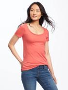 Old Navy Classic Semi Fitted Tee For Women - Coral Tropics