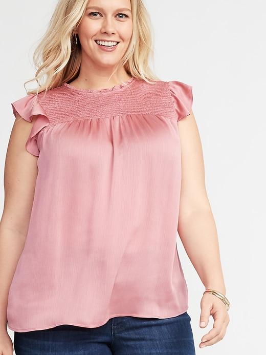 Old Navy Womens Plus-size Ruffled Swing Blouse Salmon Size 1x