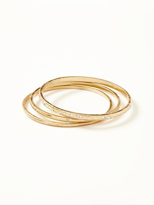 Old Navy Bangle Pav Bracelet Set For Women - Antique Gold