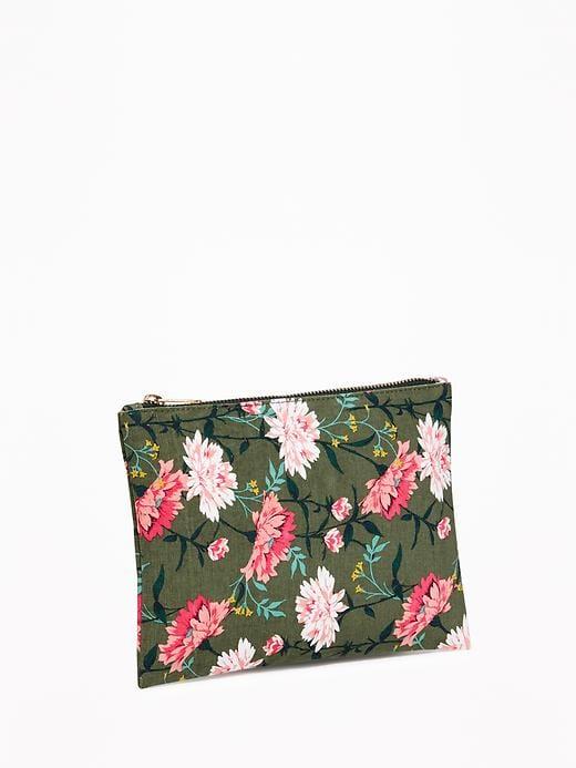 Printed Canvas Zip-top Cosmetic Bag For Women