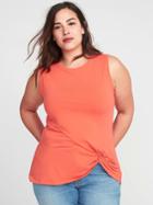 Old Navy Womens Semi-fitted Plus-size Sleeveless Twist-front Top Briquette Size 4x