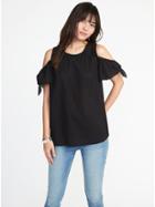 Old Navy Womens Cold-shoulder Top For Women Blackjack Size M