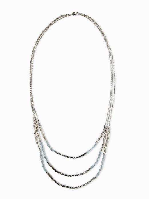 Old Navy Triple Strand Beaded Necklace For Women - Silver