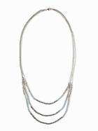 Old Navy Triple Strand Beaded Necklace For Women - Silver